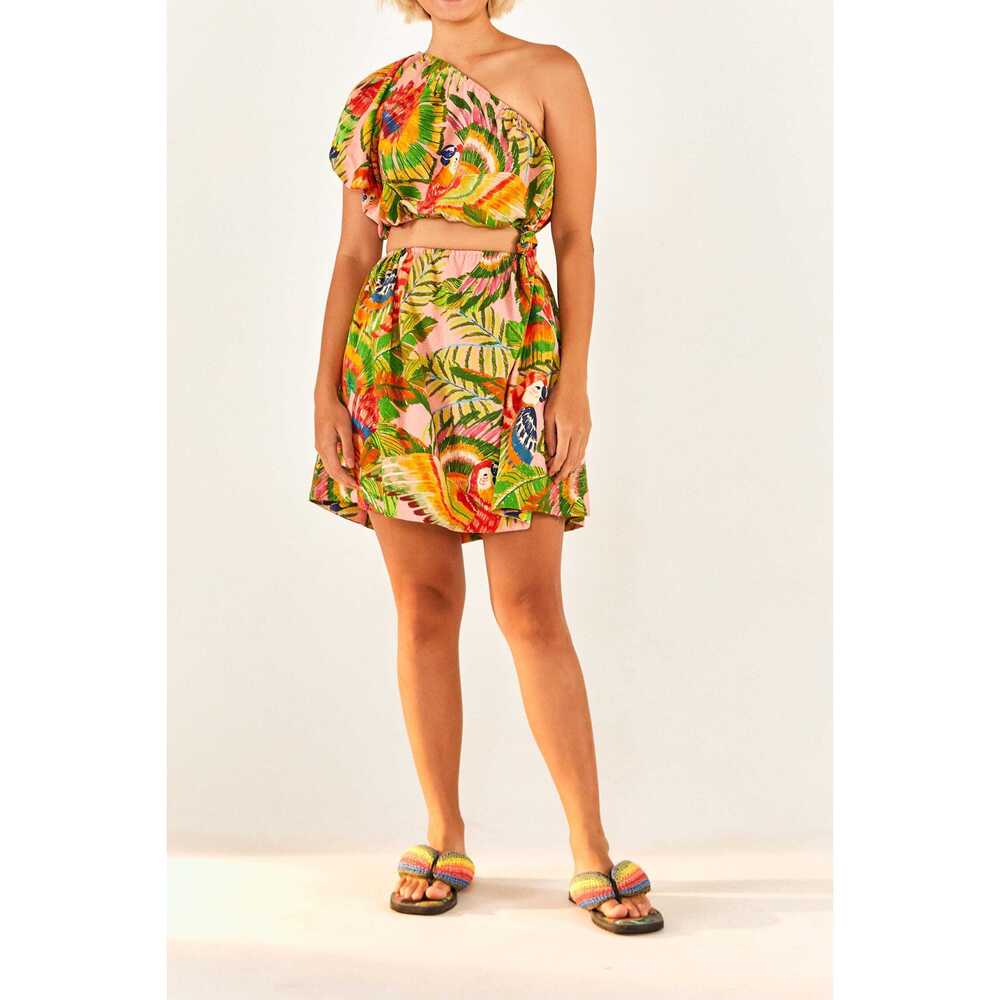 FarmRio Macaw Leaves One-Shoulder Mini Dress